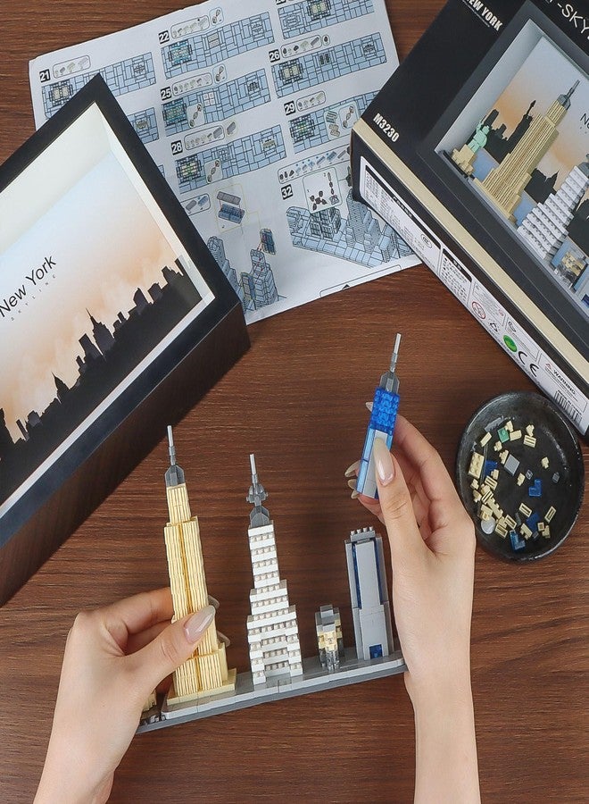 Vziimo New York City Skyline Micro Block Building Set, World Famous Architecture Model 3D Wall Art Home Office Décor, Landmarks Collectible Model Kit Toy Gift for Adults Teens 14+ (759PCS) - Image 4
